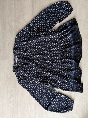 LOFT Blue Blouse with Light Blue Floral Print